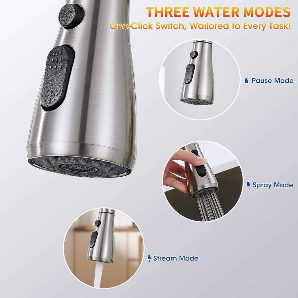 304 Stainless Steel Pull-Out Kitchen Faucet – Brushed Nickel