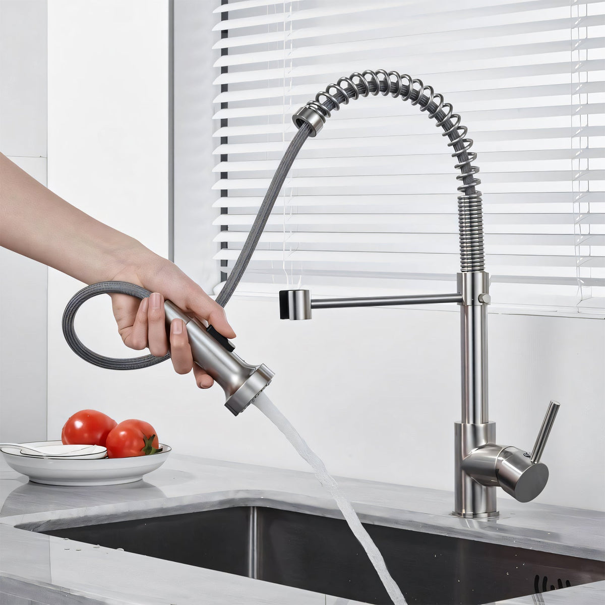 304 Stainless Steel Pull-Out Kitchen Faucet – Brushed Nickel