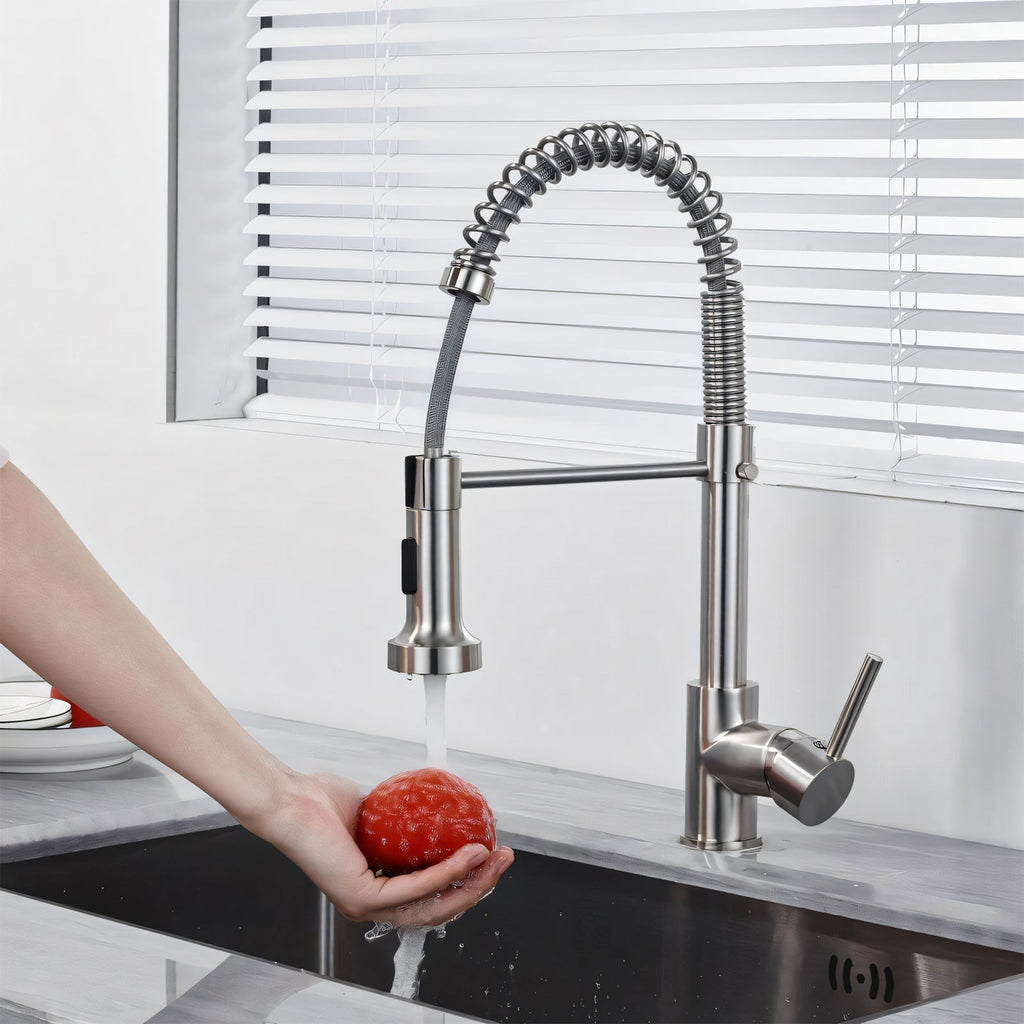 304 Stainless Steel Pull-Out Kitchen Faucet – Brushed Nickel