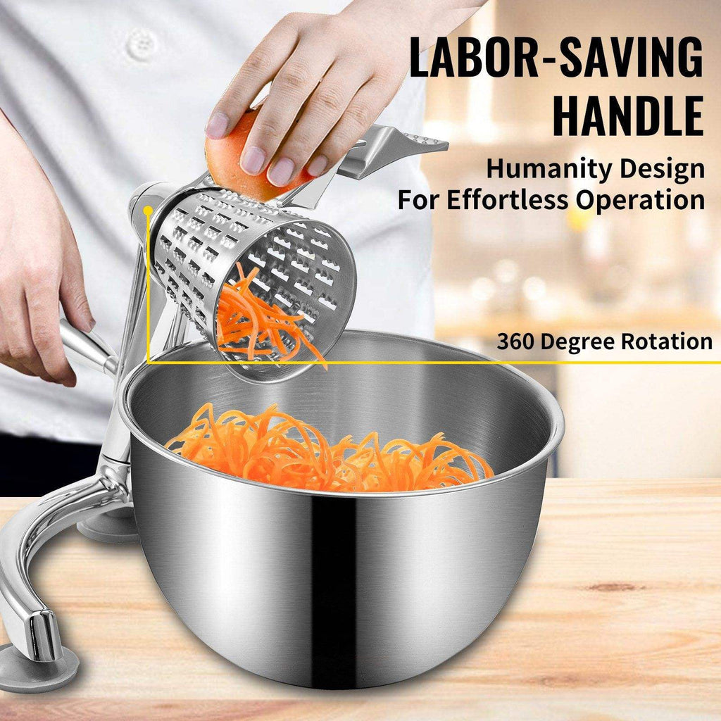 Rotary Cheese Grater with 5 Stainless Steel Blades & 2.5L Bowl