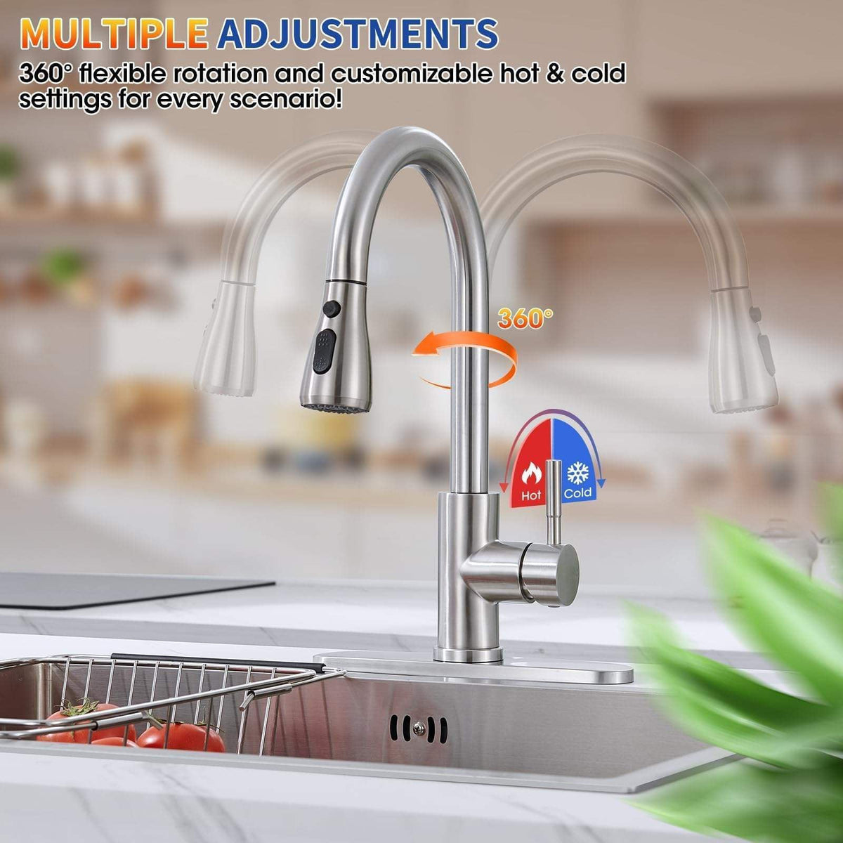 304 Stainless Steel Pull-Out Kitchen Faucet – Brushed Nickel