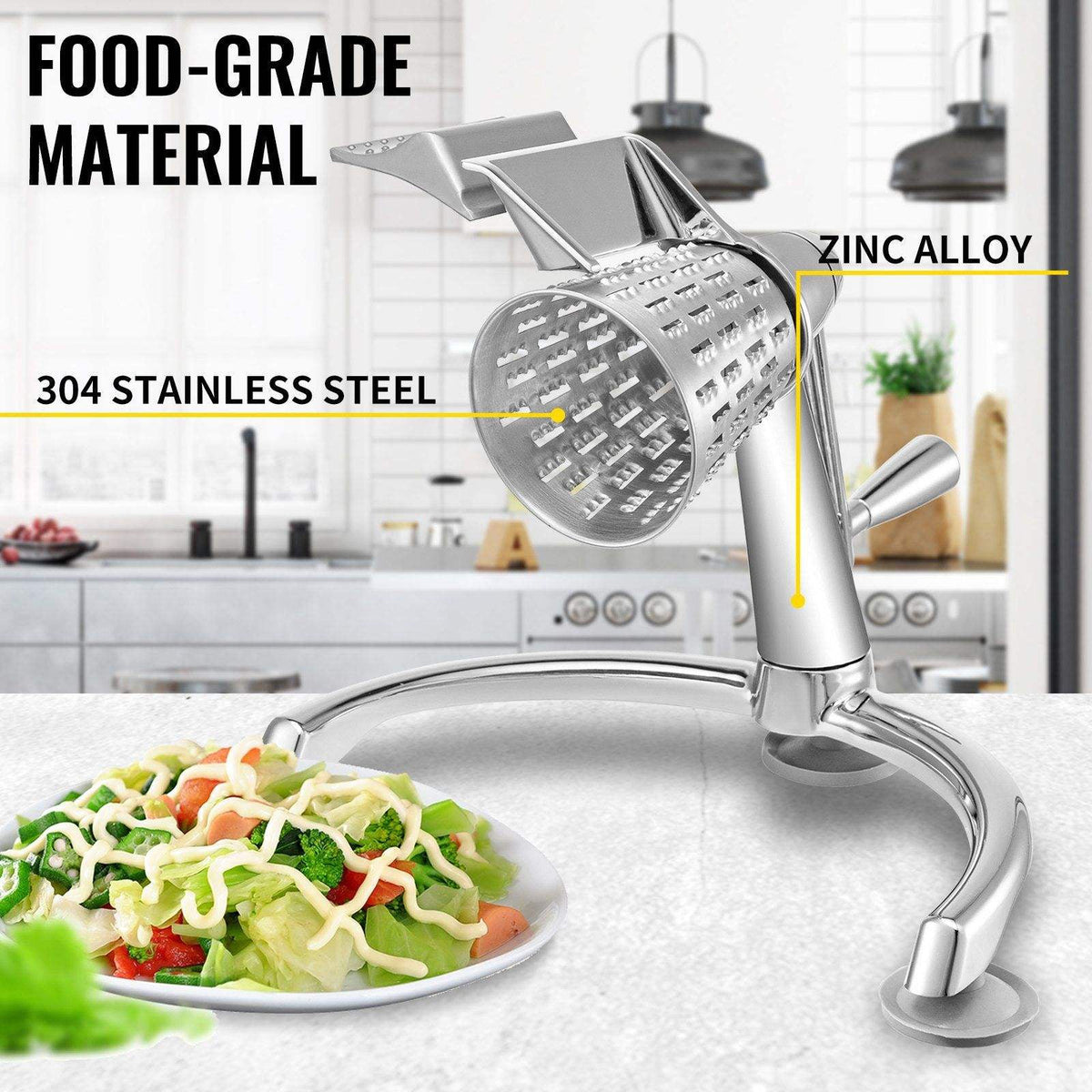 Rotary Cheese Grater with 5 Stainless Steel Blades & 2.5L Bowl