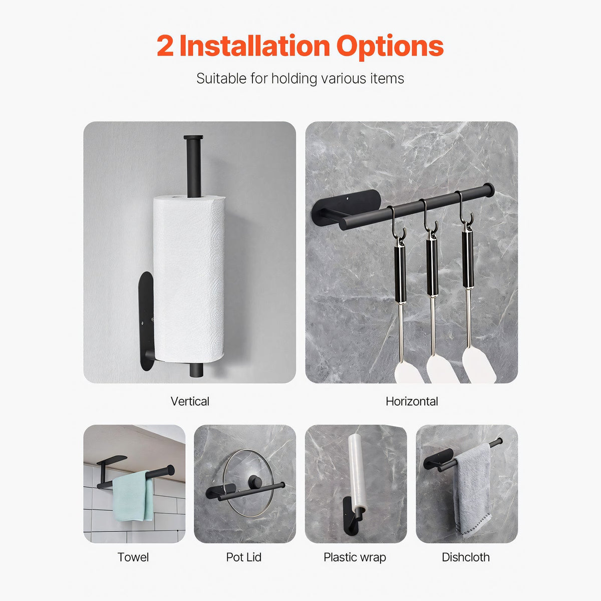 Stainless Steel Self-Adhesive Paper Towel Holder for Kitchen